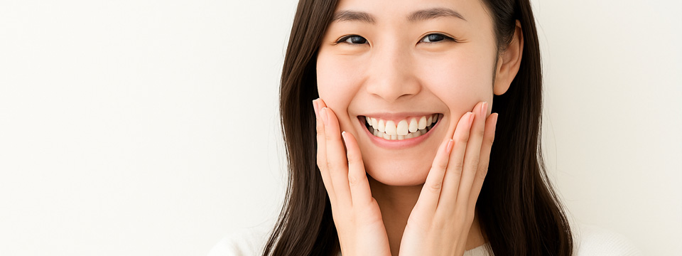 歯並びについて解決した表情の女性